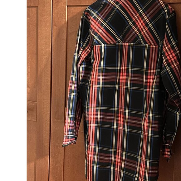 J.Crew Jeweled Button Popover Tunic Top Black Stewart Tartan Plaid Sz 0 $128 - Picture 3 of 9